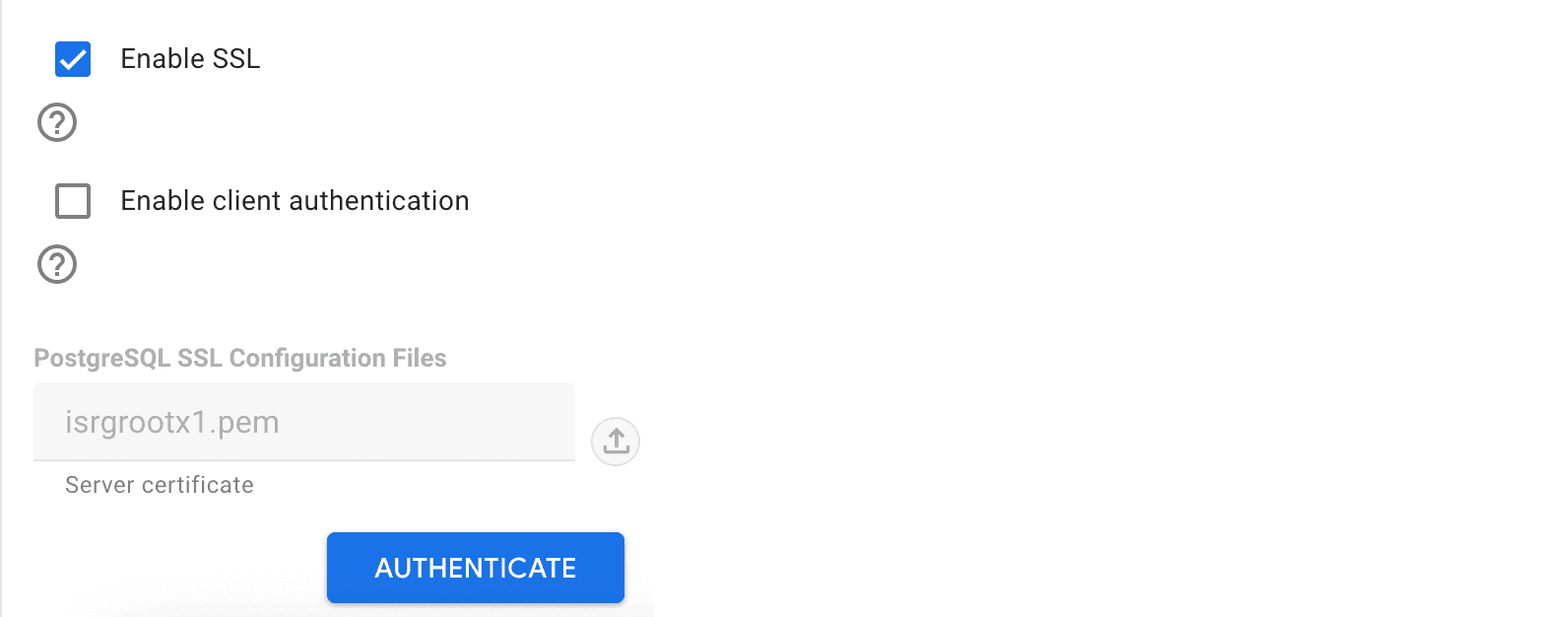 Looker studio upload pem file