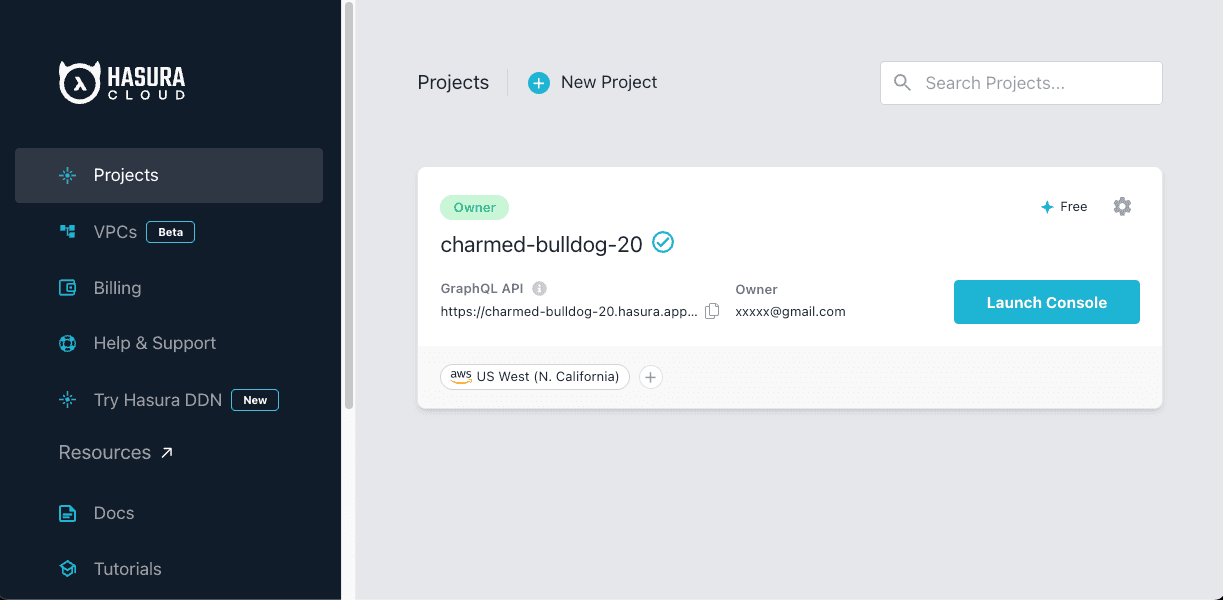 Hasura Launch Console