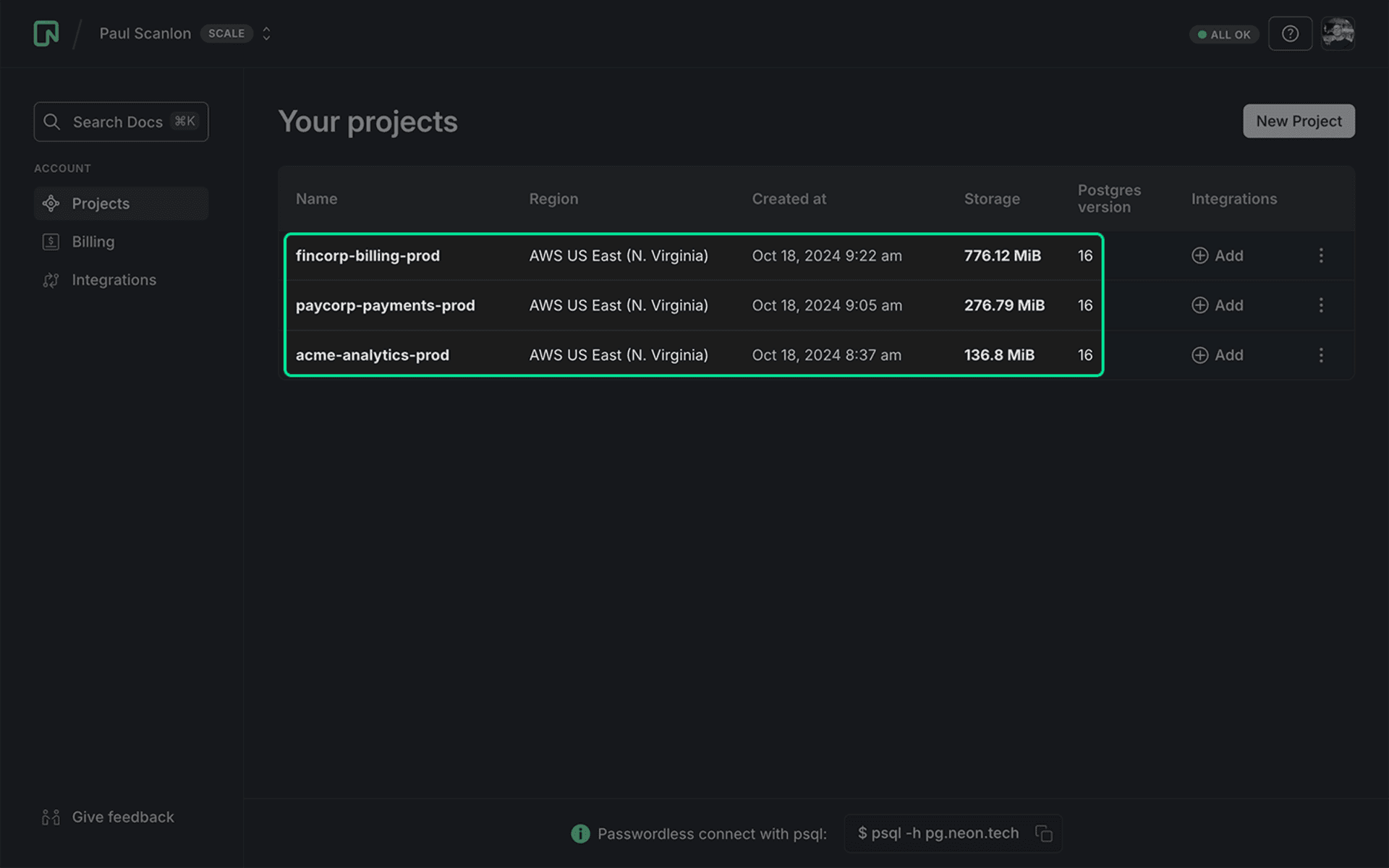 S3 backup three databases